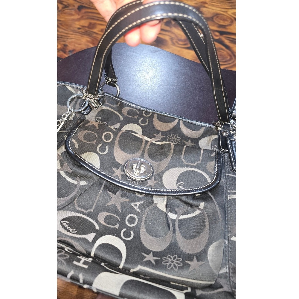 Coach Poppy Signature Tote Bag and Wallet Set Black Gray Jacquard F14854 - Picture 5 of 8